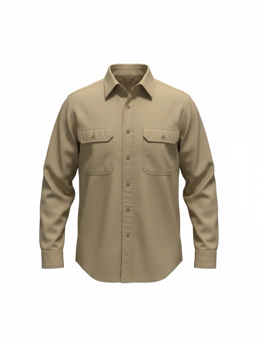 L.L. Bean Men's Khaki Button-Down Work Shirt - Traditional Fit - Picture 1 of 10